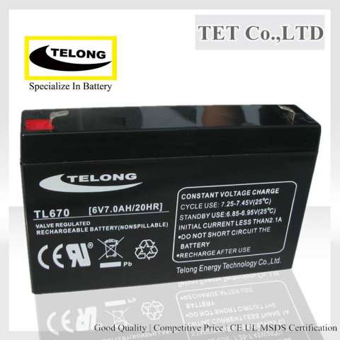 6V7ah AGM Sealed Lead Acid Battery for UPS, Toy Car